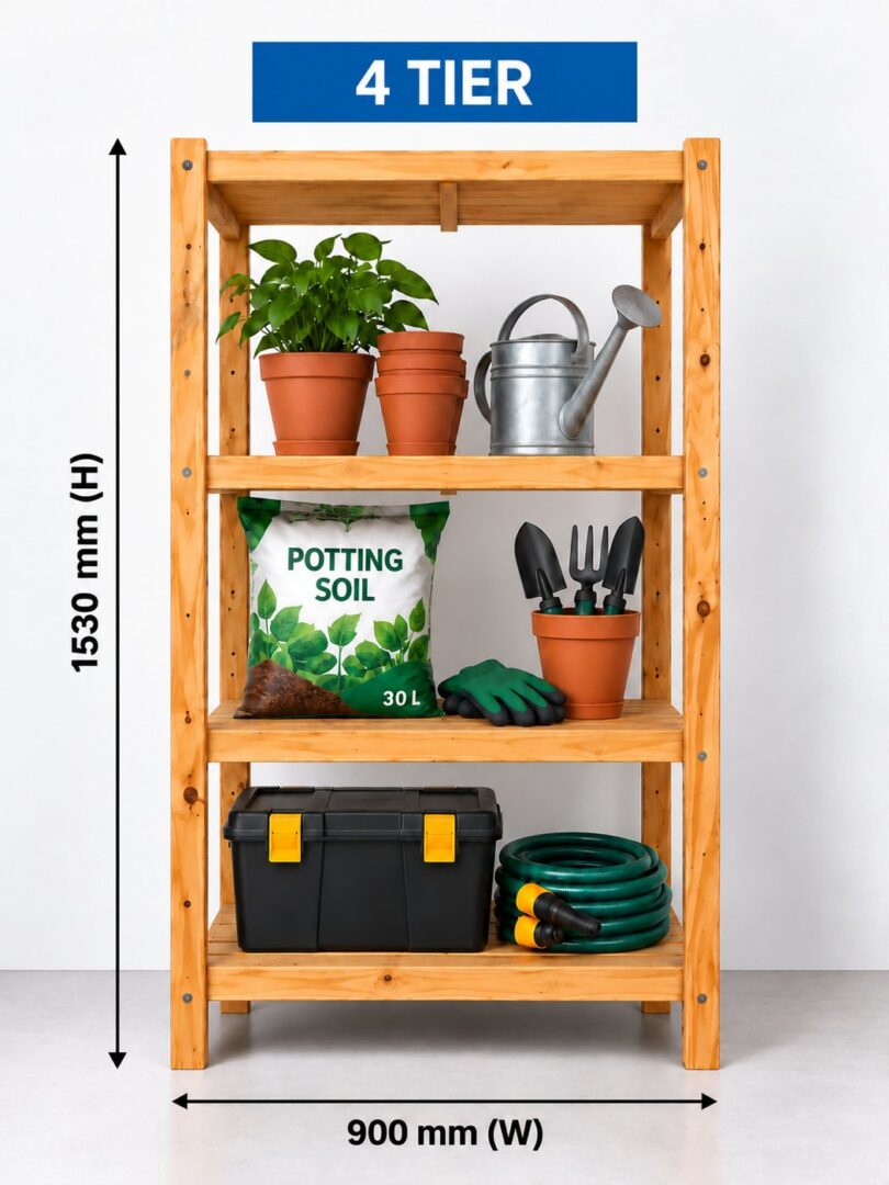 Econo Timber Shelving 4 tier, 1530mm high x 900mm wide